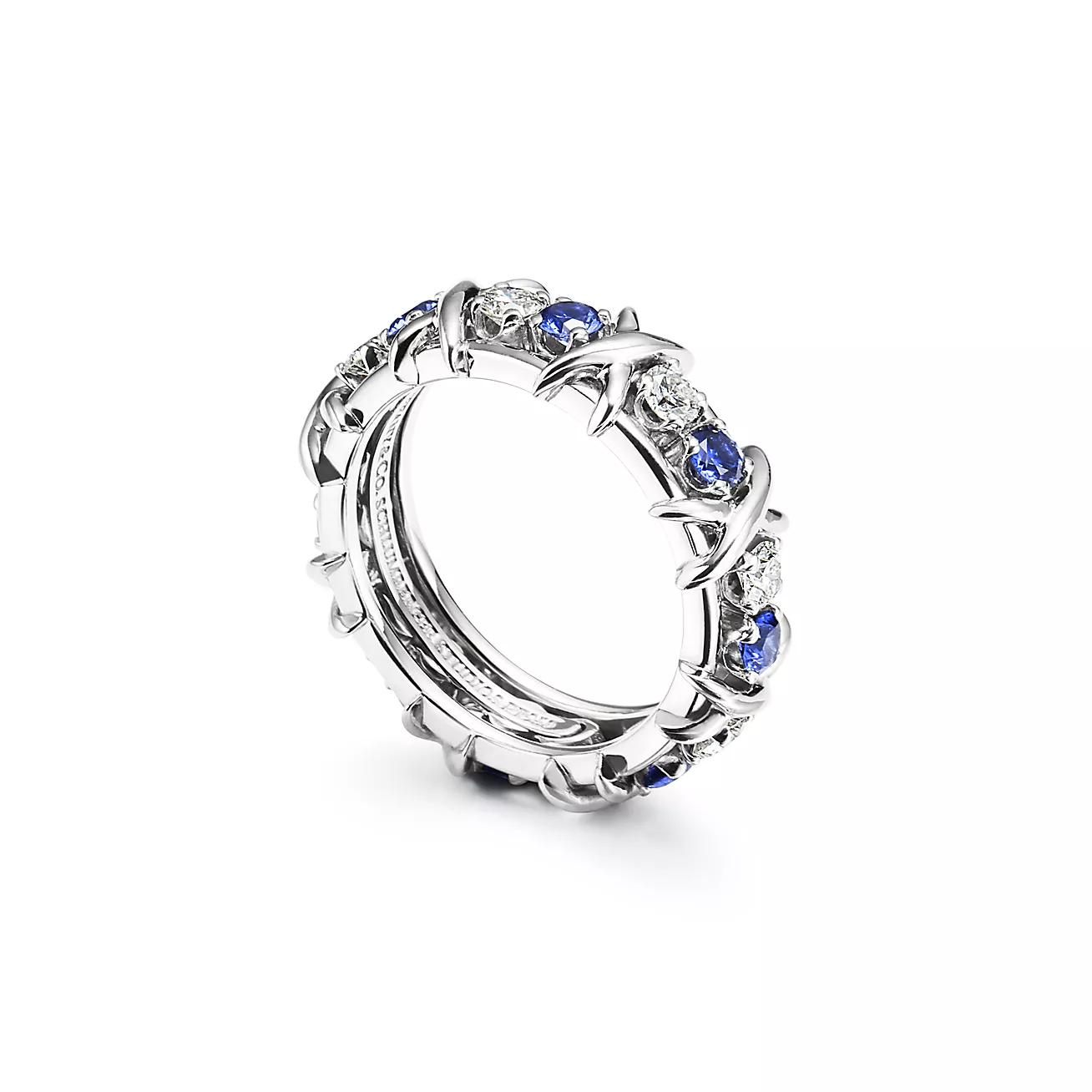 Sixteen Stone by Tiffany Ring with Diamonds and Sapphires - Image 2
