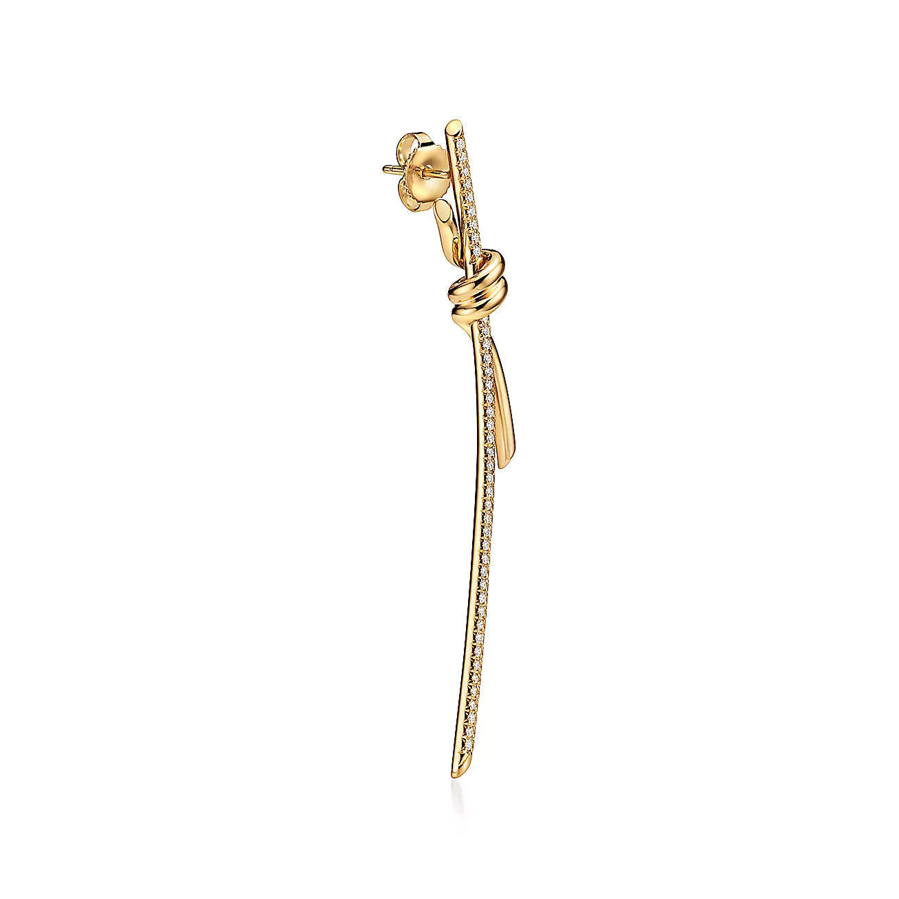 Tiffany Knot Drop Earrings in Yellow Gold with Diamonds - Image 2